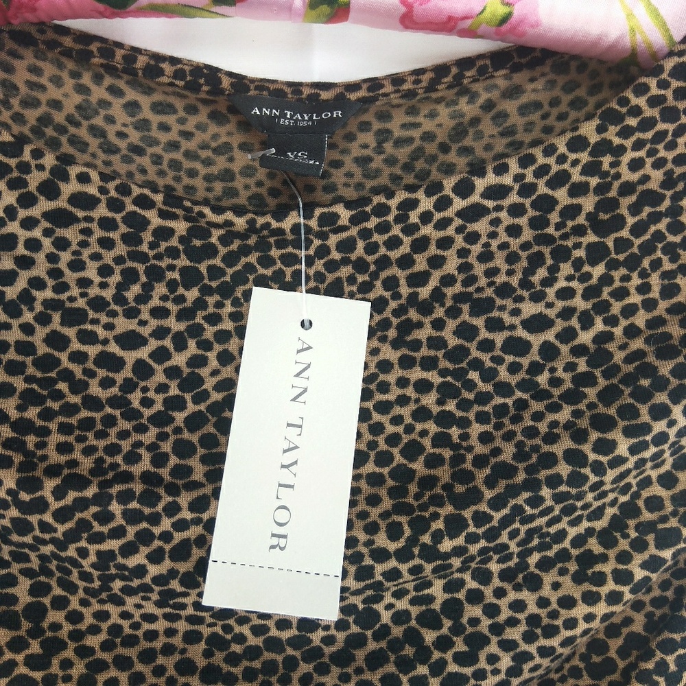 Ann Taylor NWT cheetah rouched sleeveless xs top - Picture 8 of 8